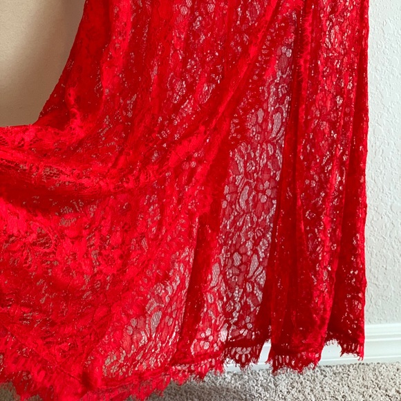 NWT - Red Lace Long Dress with mid-length sleeves - Picture 4 of 8